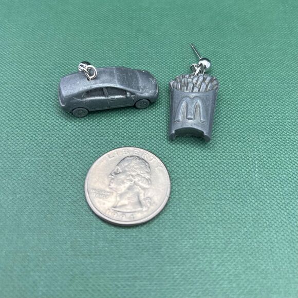 Upcycled Game Piece Earring-Hypoallergenic-Whimsy Dangle, Eco-Friendly, Handmade - Picture 3 of 6